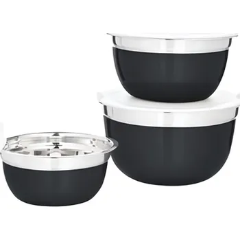Toro Sada 3ks misek s víkem průměrem 14, 16, 18 cm, nerez, černá 3ks