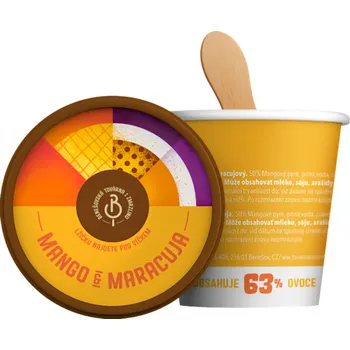 Zmrzlina Benešovská továrna na zmrzlinu Sorbet Mango & Maracuja, kelímek 105ml