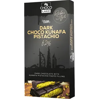Čokoláda Choco Lake Premium Dark Dubai Chocolate Kunafa & Pistachio 190g