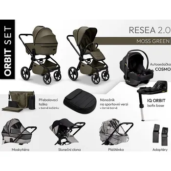 Kočárek MOON kombinovaný kočárek MAXI SET RESEA 2.0 ORBIT Moss Green