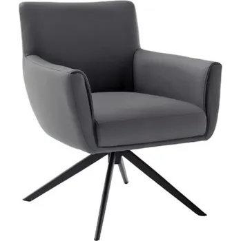 Jídelní židle Kožená otočná židle WILSON XL, antracitová s černou podnoží