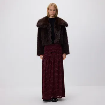 Dámská sukně Reserved - Krajková midi sukně - hnědá - 032HW-83X - 032HW-83X-L