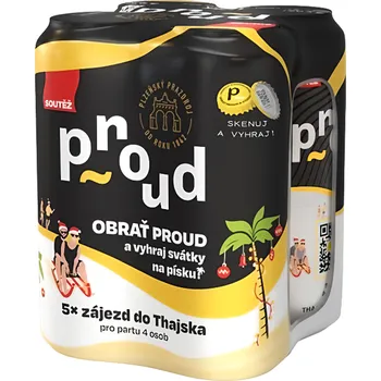 Pivo Proud pivo ležák světlý 4×0,5 l plech 2l