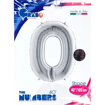 Balónek Grabo Balloons Balónek číslice "0" stříbrná 102cm fólie