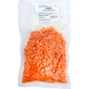 Mrkev loupaná krájená kostky, vakuové balení 250g