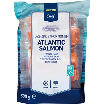 Maso a ryba Metro Chef Losos bez kůže porce mražené 1.5kg