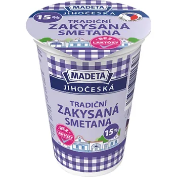 Madeta Jihočeská Zakysaná smetana bez laktózy (15%) 180g
