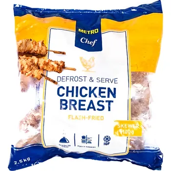 Hotové jídlo Metro Chef Kuřecí prsa smažené špízy 2.5kg