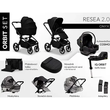 Kočárek MOON kombinovaný kočárek MAXI SET RESEA 2.0 ORBIT Onyx