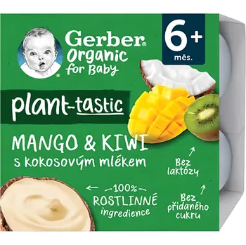 Gerber BIO Ovocná přesnídávka mango a kiwi s kokosovým mlékem 4x90g 360g