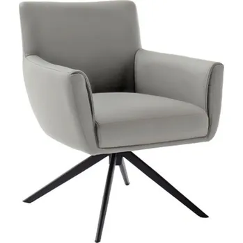 Jídelní židle Kožená otočná židle WILSON XL, krémová s černou podnoží