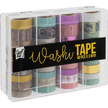 Lepicí páska Creatoys Dekorační lepicí páska - Washi pásky 3m, 40ks v boxu