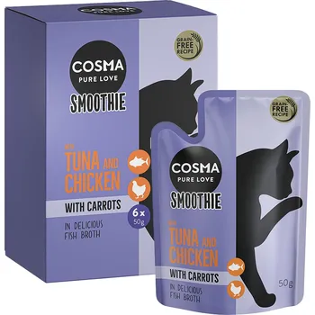 Krmivo pro kočku 6x50g Cosma Smoothies - tuňák a kuřecí s mrkví