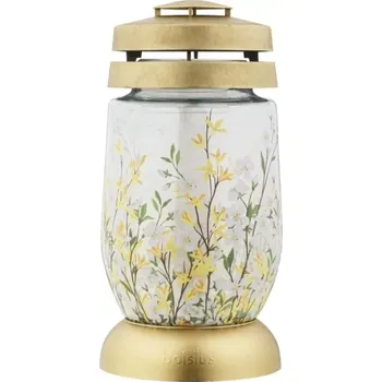 Smuteční dekorace Hřbitovní lucerna skleněná Zlatý déšť zlatá 36 hod (výška 235 mm, šířka 110 mm)