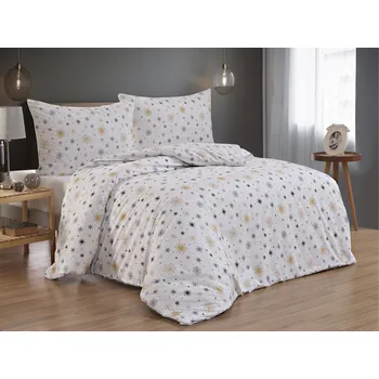 Povlečení Bavlněné povlečení Zima černá 140 x 220, 70 x 90 cm knoflíky