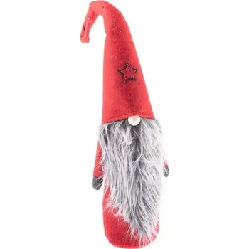 Vánoční dekorace Textilní skřítek s hvězdou - tmavě červený