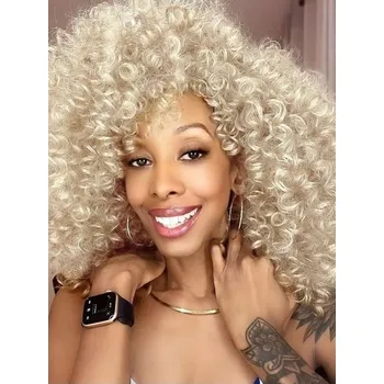 Paruka Barevné panda afro kudrnaté paruky (biondo)