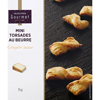 Monoprix Gourmet Mini twisty s máslem a sýrem Gruyère 75g