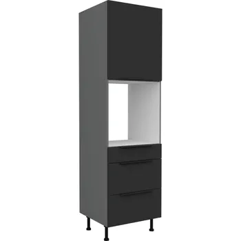 Kuchyňská skříňka 60 DPS-215 3S1F, Vysoká kuchyňská zásuvková skříňka PREMIUM BOX, pro vestavnou troubu Aria černá/antracit