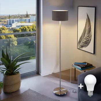 Lampička LED Stojací lampa TUNJA 1xE27/20W/230V pr. 30 cm matný chrom/hnědá