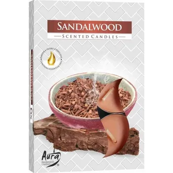 Svíčka Čajová svíčka vonná santalové dřevo - Bispol 6 ks 4 hod (15 x 39 mm)