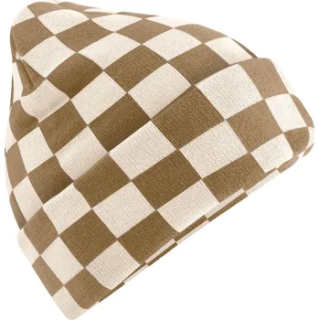 Čepice Beechfield Pletená čepice "Checkerboard" Velikost: uni, Barva: hnědá-naturální