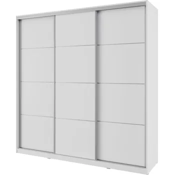 Šatní skříň Šatní skříň NEJBY BARNABA 200 cm s posuvnými dveřmi, 4 šuplíky a 2 šatními tyčemi, bílá +možnost VÝNOSU + vyzvednutí ZDARMA