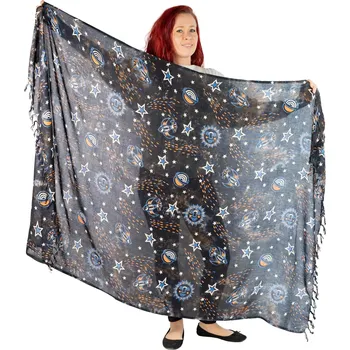 Šála Sarong / pareo / plážový šátek Cosmic Tide - Black, Sittar.cz