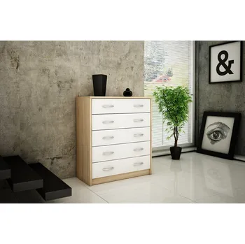 Nábytek CASARREDO ANES komoda 5S, dub sonoma/bílá