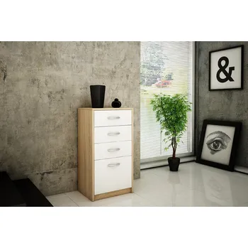Nábytek CASARREDO ANES komoda 4S, dub sonoma/bílá
