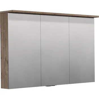 Koupelnový nábytek Smart30 Orin Skříňka zrcadlová 120 x 73,8 cm, 3 dvířka, oboustranné zrcadlo, LED, se zásuvkou a vypínačem, dub wellington, OR ZS LED 120 3D Z+V D370