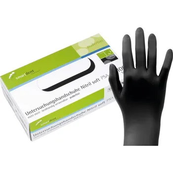 Vyšetřovací rukavice smartdent smart Nitrilové Rukavice Soft Bez Pudru Černá S 100ks