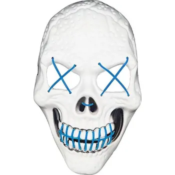 Karnevalová maska Verk Děsivá svítící maska lebka bílomodrá