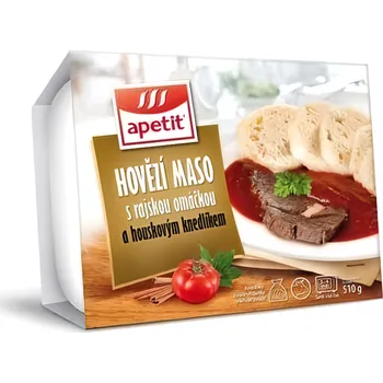 Hotové jídlo apetit Hovězí maso s rajskou omáčkou a houskovým knedlíkem 510g