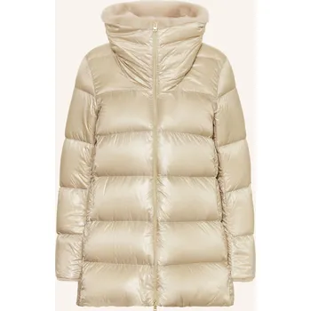 Dámský kabát Herno Dámský Peříčkový Kabát S Umělou Kožešinou, béžová, 34