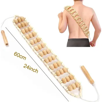 Dřevěný masážní váleček na záda masážní válec přírodní