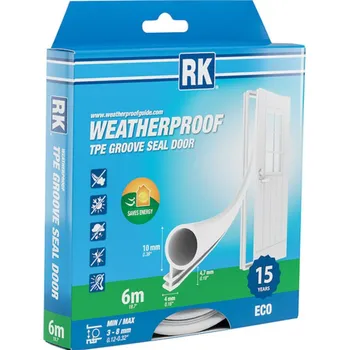 Zárubeň RAKENNUSKEMIA OY Páska těsnící na dveře, drážková TPE, RK bílá 10 mm x 6 m