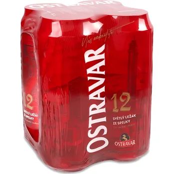 Pivo Ostravar 12° Pivo světlý ležák, plech 4x500ml 2l