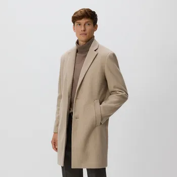 Reserved - Elegantní kabát s límcem - béžová - 922EF-08X - 922EF-08X-L