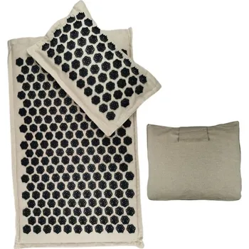 Masážní přístroj Akupresurní podložka s polštářem a taškou | relaxace - Sada 3 kusů šedo-černé