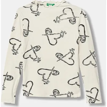 Chlapecké tričko Dětské tričko s dlouhým rukávem United Colors of Benetton béžová barva, s pologolfem, 39EMC10RE 39EMC10RE.G.Seasonal 01X, vel. 160