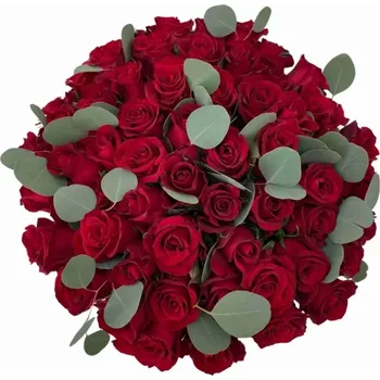 umělá květina Kytice 55 červených růží EVER RED 50 cm