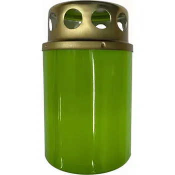 Svíčka Hřbitovní svíčka s víčkem zelená 15 hod (výška 85 mm, šířka 50 mm)