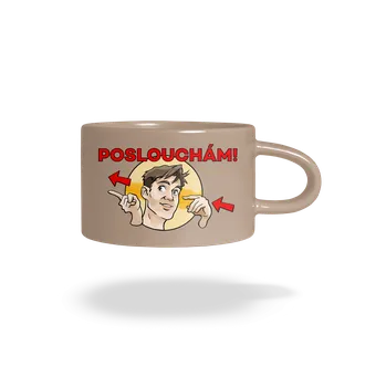 Bastard Jedním uchem tam hrnek makronka Brown Macaron