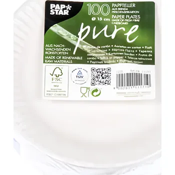 Jednorázové nádobí Papstar Tácek papírový Pure 15cm 100ks