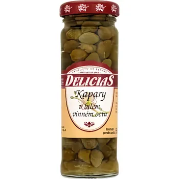 Koření Delicias Kapary v bílém vinném octu 100g