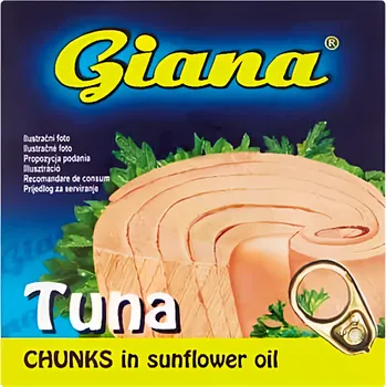 konzervovaná ryba Giana Tuňák kousky ve slunečnicovém oleji 80g