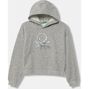 Chlapecká mikina Dětská mikina United Colors of Benetton šedá barva, s kapucí, vzorovaná, 39M2C205E 39M2C205E.G.Seasonal 09X, vel. 122