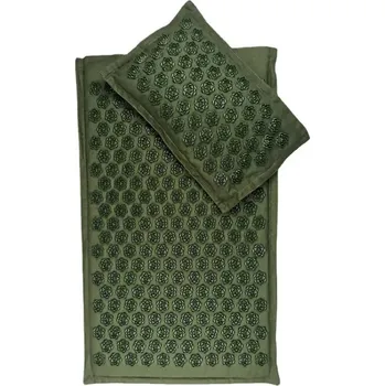 Masážní přístroj Akupresurní podložka s polštářem a taškou | relaxace - Sada 2 kusů ArmyGreen