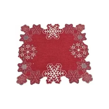 ubrus Vánoční ubrus Vločky červené 35x35 cm